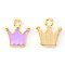 Alloy Enamel Charms, Crown, Light Gold, Purple, 12x11x2mm, Hole: 1.6mm