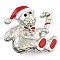 Christmas Theme Enamel Pins, Alloy Rhinestone Brooches for Backpack Clothes, Snowman with Candy Cane, Platinum, 37.5x39mm