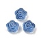 Transparent Glass Beads, Flowers Rose, Baking Paint, Marine Blue, 11.5x12x8.5mm, Hole: 1.2mm