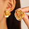 Alloy Stud Earrings, Golden, Flower, 50mm