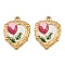 304 Stainless Steel with Enamel Pendants, Flower, Ion Plating(IP), Golden, Red, 23.5x18.5x3.5mm, Hole: 1.6mm
