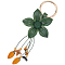 Leather and Alloy Keychain, Flower, Dark Green, 190mm.