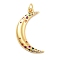 Moon Theme Rack Plating Brass Micro Pave Cubic Zirconia Pendants, Long-Lasting Plated, Lead Free & Cadmium Free, Golden, 27x15x2.5mm, Hole: 0.9mm