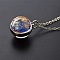 Luminous Round Alloy with Glass Planet Pendant Necklaces, Platinum, Cornflower Blue, 19.69 inch(50cm)