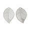 201 Stainless Steel Pendants, Leaf, Stainless Steel Color, 17x11x0.3mm, Hole: 1mm