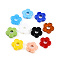 Handmade Lampwork Beads, Flower, Mixed Color, 15~16x16x3.5~4.5mm, Hole: 4.5~5mm