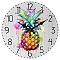 MDF Printed Wall Clock, for Home Living Room Bedroom Decoration, Flat Round, Pineapple, 300mm