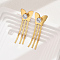 Fashionable Vintage Tassel 201 Stainless Steel Stud Earrings, Real 18K Gold Plated, Butterfly, 16mm