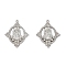 Alloy Rhinestone Pendants, Oval with Virgin Mary, Rack Plating, Platinum, 32.5x27x2.5mm, Hole: 1.5mm