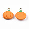 Handmade Polymer Clay Pendants, with Light Gold Plated Iron Loop, Pumpkin, Orange, 17.5~19x16x6mm, Hole: 2mm
