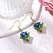 Flower Handmade Glass Seed Beads & Acrylic Beads Dangle Earrings, with 304 Stainless Steel Earring Findings, Golden, Deep Sky Blue, 36x15mm