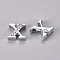 Alloy Slide Charms, with Crystal Rhinestone, Letter, Platinum, Letter.X, X: 12x12x4.5mm, Hole: 2x8mm