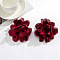 Cloth Stud Earrings, Flower, Brown, 110mm