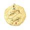 Real 18K Gold Plated PVD Vacuum Plating 304 Stainless Steel Pendants, with Rhinestone and Jump Ring, Flat Round with Constellations Charms, Pisces, 20~21.8x20~21x2~3mm, Hole: 2mm
