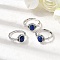 Natural Lapis Lazuli Finger Rings, with Rack Plating Brass Findings, Platinum, 11mm, Inner Diameter: 18mm