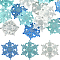 30Pcs 3 Colors Transparent Resin Decoden Cabochons, with Glitter Powder, Christmas Snowflake, Mixed Color, 36x35.5x5mm, 10pcs/color