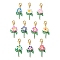 Plumeria Polymer Clay & Glass Seed Beaded Pendant Decorations, with Alloy Lobster Claw Clasps, Mixed Color, 52mm
