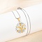 304 Stainless Steel Two Tone Pendant Necklaces for Women, Golden & Stainless Steel Color, Flower, 17.99 inch(45.7cm), Pendant: 25.5x22x3mm