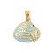 Brass Micro Pave Cubic Zirconia Pendants, with Enamel, Shell Charms, Real 18K Gold Plated, Light Sky Blue, 14x16x4mm, Hole: 5x3mm