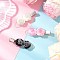 3Pcs 3 Colors Flower Alloy & Plastic Alligator Hair Clips, with Opaque Resin Cabochons, Mixed Color, 60x18x12mm, 1pc/color