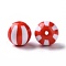 Opaque Acrylic Stripe Beads, Round, Red, 16x15.5mm, Hole: 2mm, abuot 210pcs/500g