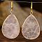 Natural Rose Quartz Teardrop Dangle Earrings, with 304 Stainless Steel Hook, Golden, 40x20mm