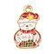 Christmas Theme Alloy Enamel Pendants, Light Gold, Snowman, 22x14x1.2mm, Hole: 2mm