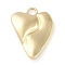 Ion Plating(IP) 304 Stainless Steel Pendants, Heart Charm, Real 18K Gold Plated, 19.5x14.5x3mm, Hole: 2.5mm