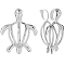 1Pc Rhodium Plated 925 Sterling Silver Cage Pendants, Hollow Tortoise, with S925 Stamp, Platinum, 22x17x10mm, Hole: 4x2.5mm