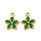 Brass Micro Pave Cubic Zirconia Pendants, Flower Charms, Real 18K Gold Plated, Sea Green, 15x13x3mm, Hole: 1.5mm