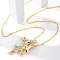 Brass Micro Pave Clear Cubic Zirconia Pendant Necklaces, Golden, Girl, 17.64 inch(44.8cm), pendant: 42.5x24.5x8.5mm