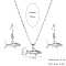 Alloy Pendant Necklaces & Dangle Earrings Sets, Platinum, Shark, 25x18mm & 460mm