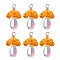 Glass Seed Beaded Jellyfish Pendants, with Imitated Pearl Acrylic Beads & Copper Wire, Orange, 18~19.5x10~11mm, Hole: 3.5mm