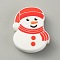 Christmas Theme Food Grade Eco-Friendly Silicone Beads, Snowman Pattern, 30x23.5x8.5mm, Hole: 2.5mm