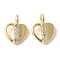 Brass Micro Pave Clear Cubic Zirconia Pendants, Heart Charms, Cadmium Free & Lead Free, Long-Lasting Plated, Rack Plating, Real 18K Gold Plated, 8.5x6.5x2mm, Hole: 1mm