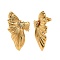 304 Stainless Steel Rhinestone Stud Earrings, Wing, Golden, 38x20.5mm