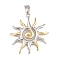 Brass Pendants, Sun Charms, Platinum & Golden, 30x27.5x2.5mm, Hole: 6x4mm