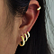4 Pcs Stylish S925 Sterling Silver Hoop Earrings, with Clear Cubic Zirconia, Golden, 9~15x6~12mm