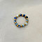 201 Stainless Steel with Natural Blue Spot Jasper Round Beaded Stretch Finger Rings, Golden, Inner Diameter: 17mm
