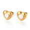 Heart 304 Stainless Steel Enamel Stud Earrings, Ion Plating(IP), Golden, 12.5~13x13~13.5mm