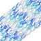 Electroplate Glass Beads Strands, Faceted, Twist Rectangle, Cornflower Blue, 7x4.5x3.5mm, Hole: 1mm, about 28pcs/strand, 7.80''(19.8cm)