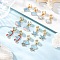 12Pcs Ocean Themed Alloy Enamel Pendant Decorations, for Stethoscope Decorations, with Stainless Steel Clip, Dark Turquoise, 24~32mm