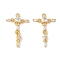 Brass Micro Pave Cubic Zirconia Pendants, Nickel Free, Real 18K Gold Plated, Cross, 23x15x3mm, Hole: 1.2mm