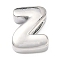 Brass Initial Beads, Platinum, Long-Lasting Plated, Rack Plating, Lead Free & Cadmium Free, Letter Z, 20.5x16x7mm, Hole: 8.5x3.5mm
