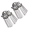 2Pcs Detachable Iron Tassel Epaulettes, Retro Rhinestone Shoulder Badges, with Cloth Findings & Pin, Platinum, 185x54x14.5mm