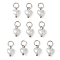 ABS Imitation Pearl Charms, Heart Charm, with 304 Stainless Steel Jump Ring, Stainless Steel Color, 9x6x3.5mm, Hole: 3mm