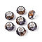 Transparent Resin Rondelle European Beads, with Gold Foill & Silver Tone Brass Double Cores, Large Hole Beads, Dark Gray, 13.5~14x8.5~9mm, Hole: 4.8~5mm
