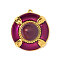 304 Stainless Steel Enamel Pendants, Round Charms, Ion Plating(IP), Real 18K Gold Plated, 33x31mm