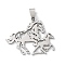201 Stainless Steel Pendants, Horse Charm, Laser Cut, Anti-Tarnish, Stainless Steel Color, 31.5x38.5x1.5mm, Hole: 7.5x4mm