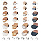 24Pcs 12 Styles Resin & Walnut Wood Flat Round Stud Earrings with 304 Stainless Steel Pin for Women, Mixed Color, 10~18mm, Pin: 0.6~0.7mm, 2pcs/style